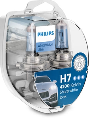 SET 2 BECURI 12V55W H7 WHITE VISION ULTRA (4200K) + 2 BECURI W5W PHILIPS
