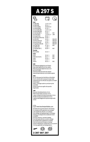 Set stergatoare BOSCH AeroTwin A297S 600/500 mm - Audi A4/A5/Q3/Q5 Porsche Macan