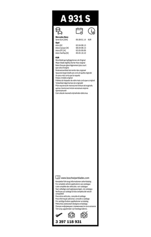 Set stergatoare BOSCH AeroTwin A931S - 550/450mm - Mercedes Benz GLK/Opel Astra H