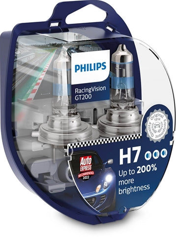 SET 2 BECURI H7 12V55W RACING VISION GT200 (+200%) PHILIPS