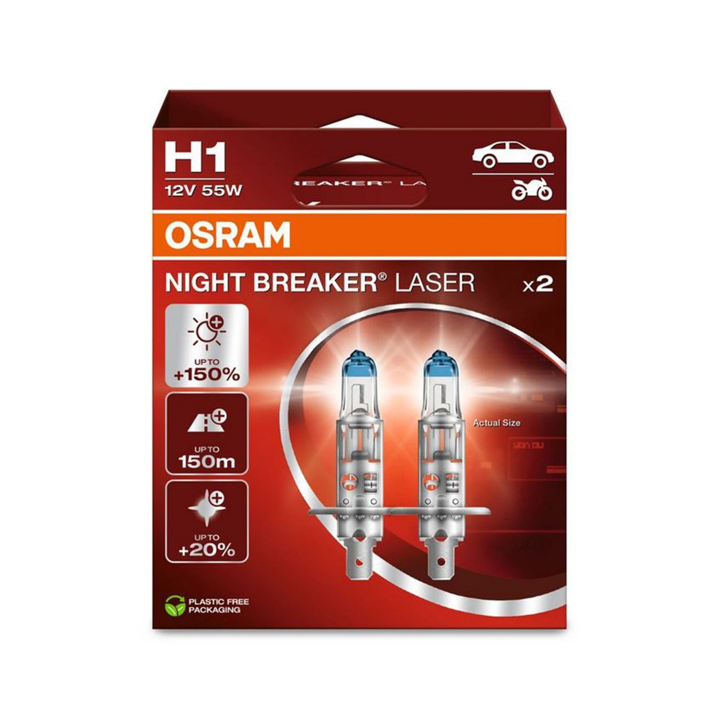 Set 2 bec halogen H1 Osram Night Breaker Laser NextGen +150%