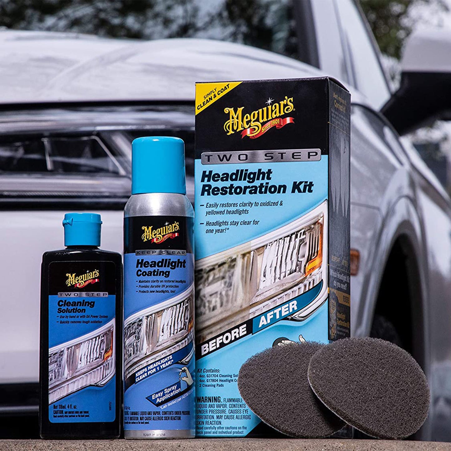 KIT POLISH FARURI, TWO STEP HEADLIGHT RESTORATION - EU - MEGUIARS