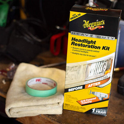 KIT POLISH FARURI CU MASINA POLISH, HEAVY DUTY HEADLIGHT RESTORATION - MEGUIARS