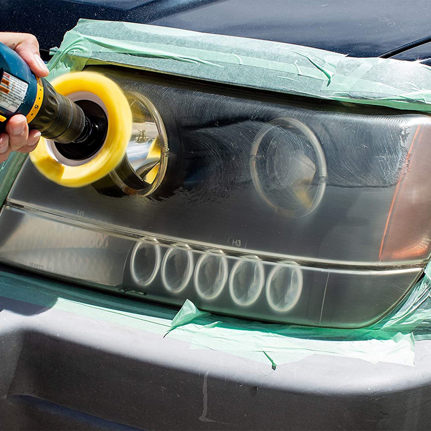 KIT POLISH FARURI CU MASINA POLISH, HEAVY DUTY HEADLIGHT RESTORATION - MEGUIARS