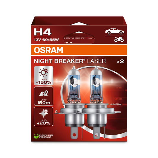 Set 2 becuri halogen H4 60/55W Osram Night Breaker Laser NextGen +150%